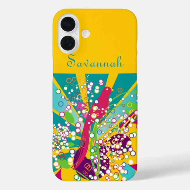 Cute Trendy Modern Pink Swallow Bird Case-Mate iPhone Case (Back)