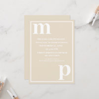 Cute Trendy Monogram Champagne Beige Wedding