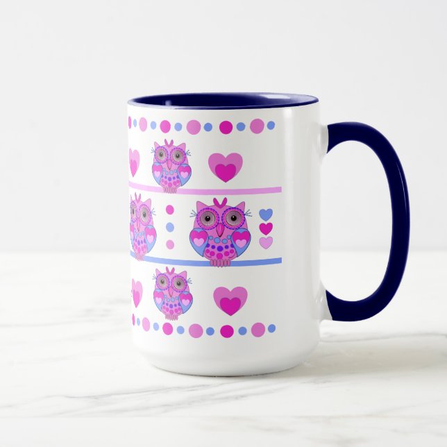 Cute trendy mug with Owls and Name (Right)