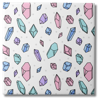 Cute Trendy Pastel Gemstones Gems Crystal Pattern Ceramic Tile