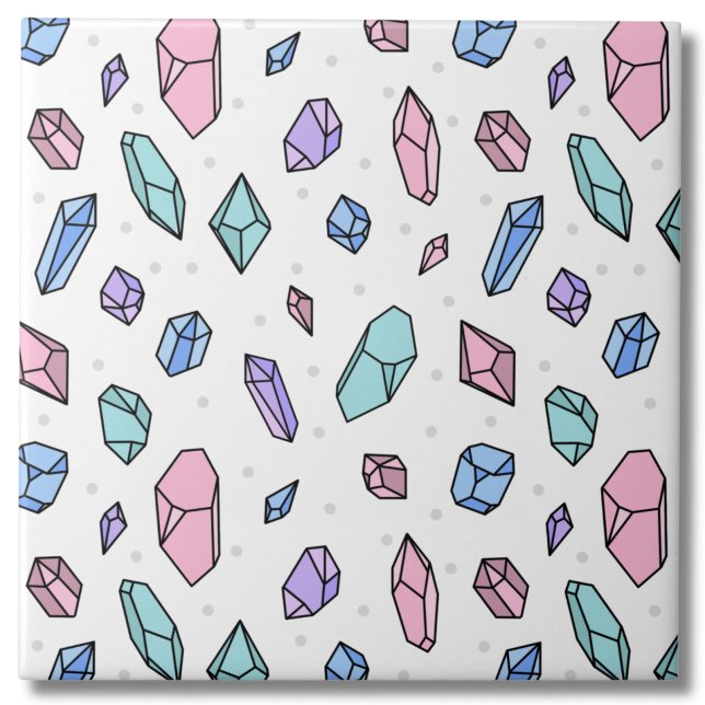 Cute Trendy Pastel Gemstones Gems Crystal Pattern Ceramic Tile (Cute Trendy Pastel Gemstones Gems Crystal Pattern Ceramic Tile)