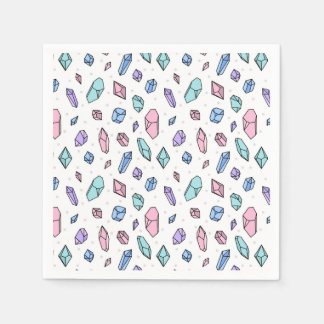 Cute Trendy Pastel Gemstones Gems Crystal Pattern Napkin