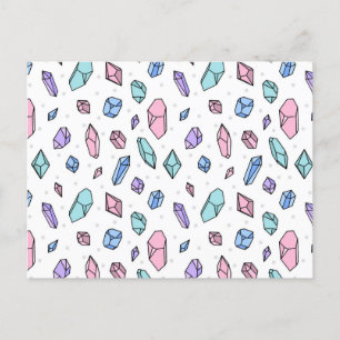 Cute Trendy Pastel Gemstones Gems Crystal Pattern Postcard