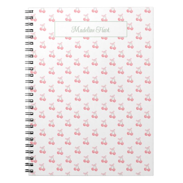 Cute Trendy Personalised Cherries Notebook (Front)