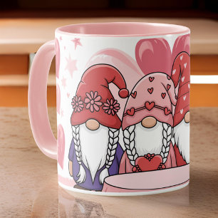 Cute Trendy Pink Gnome Love Valentine's Classic Mug