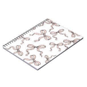 Cute Trendy Pink Ribbon Bows Outlined in Black Notebook