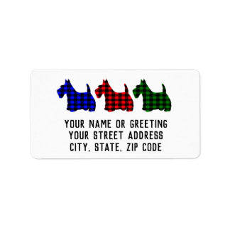 Cute Trendy Plaid Christmas Scottie Dogs Label