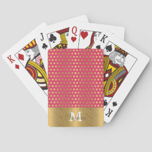 Cute trendy polka dots faux gold glitter pattern playing cards