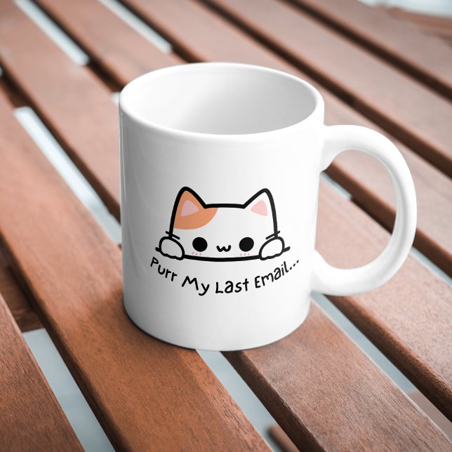 Cute Trendy Purr My Last Email Coffee Mug (Creator Uploaded)