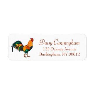 Cute Trendy Rustic Country Farm Rooster Chicken Return Address Label