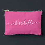 Cute Trendy Script Name Personalised Hot Pink Accessory Pouch<br><div class="desc">Cute Trendy Script Name Personalised Accessory Pouch in Hot Pink</div>