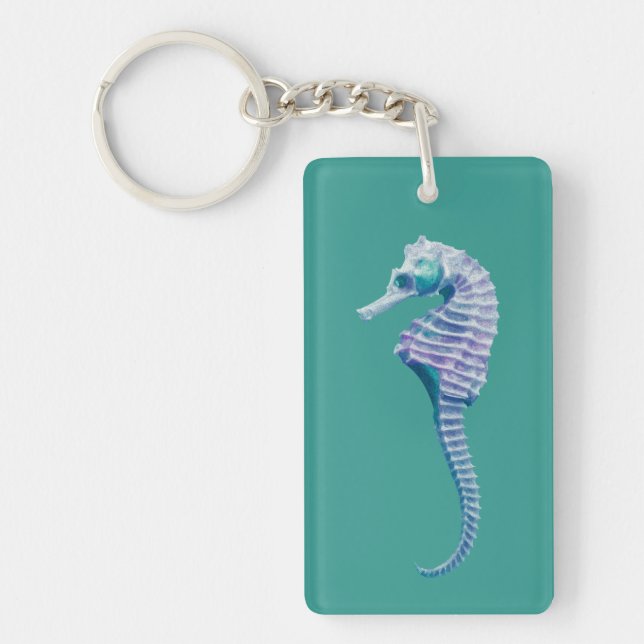 Cute Trendy Seahorse Sealife Beach Theme Key Ring (Front)
