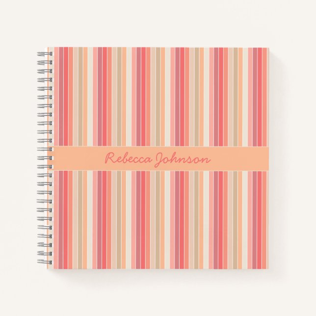 Cute Trendy Stripes Peach  Notebook (Front)