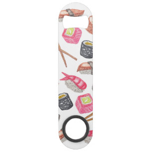 Cute Trendy Watercolor Sushi Sake and Chopsticks