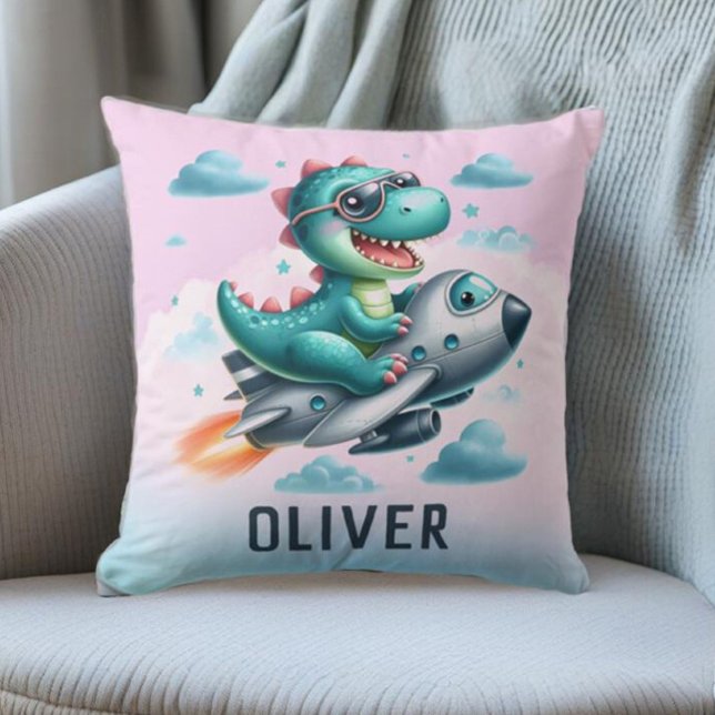 Cute Trex Dinosaur Flying Aircraft Cushion (Creator Uploaded)