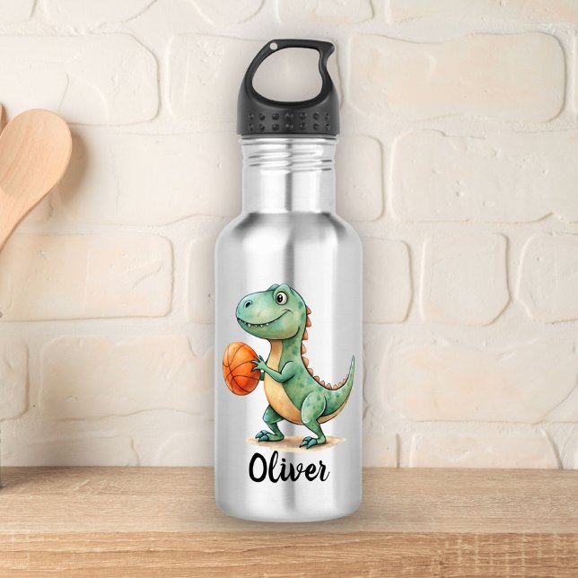 Cute Trex Playing Basketball Personalised 532 Ml Water Bottle (Creator Uploaded)