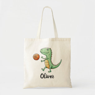 Cute Trex Playing Basketball Tote Bag