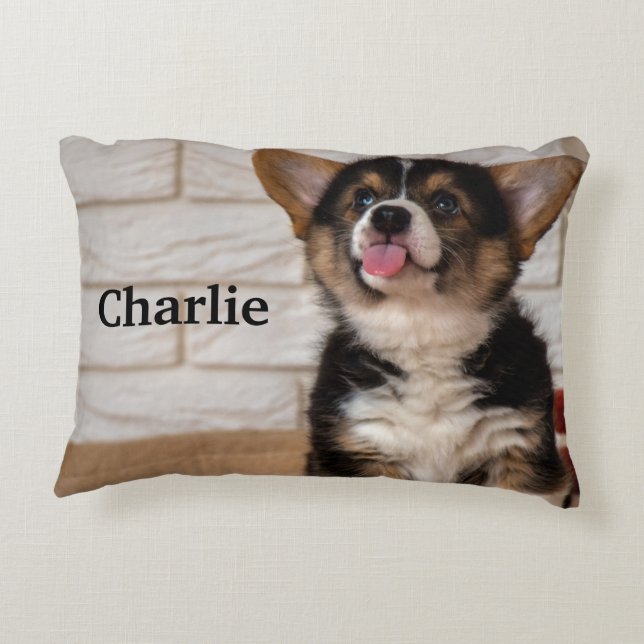 Cute Tri colour Pembroke Welsh Corgi Puppy Dog Decorative Cushion (Back)