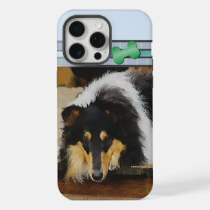 Cute Tri Colour Rough Collie Dog Art iPhone 15 Pro Max Case
