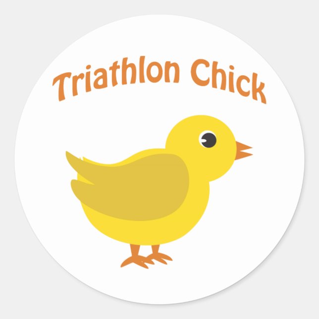 Cute Triathlon Chick Classic Round Sticker (Front)