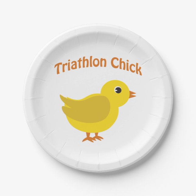 Cute Triathlon Chick Paper Plate (Front)