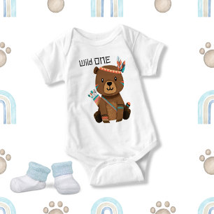 Cute Tribal Baby Bear Wild One Bodysuit