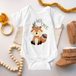 Cute Tribal Baby Fox Wild One Bodysuit