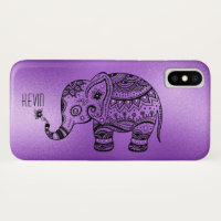 Cute Tribal Elephant Modern Purple Background