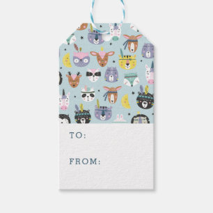 Cute Tribal Face Pattern Gift Tags