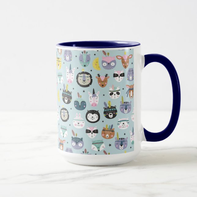 Cute Tribal Face Pattern Mug (Right)