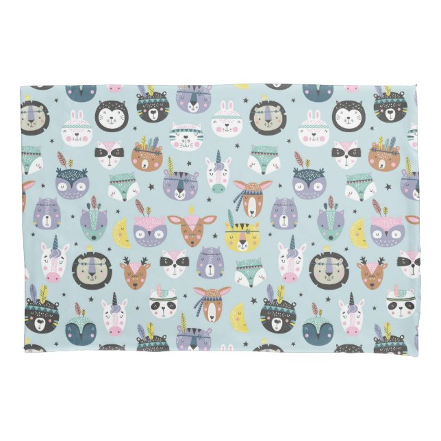 Cute Tribal Face Pattern Pillowcase (Front-Left)
