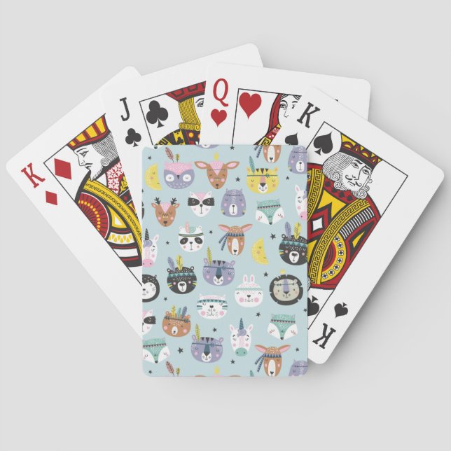 Cute Tribal Face Pattern Playing Cards (Back)