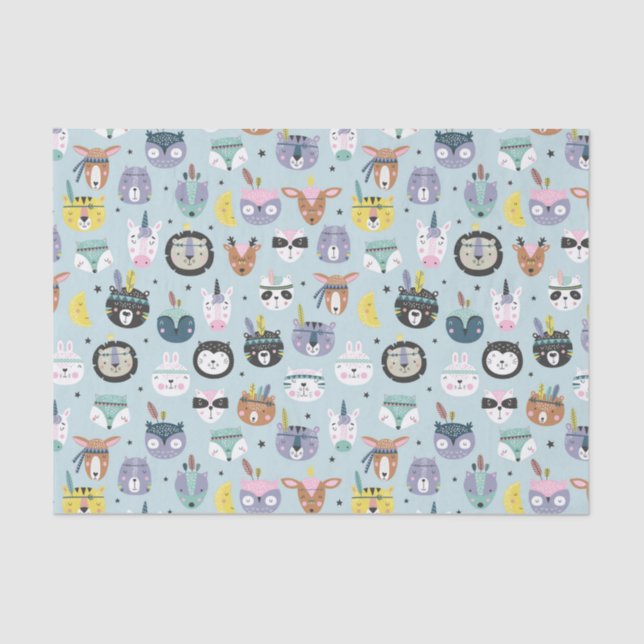 Cute Tribal Face Pattern Tissue Paper (Front)
