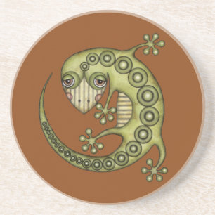 Cute Tribal Green Gecko Coaster