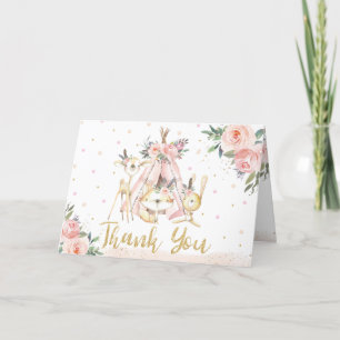 Cute Tribal Woodland Animals Birthday Baby Shower Thank You Card