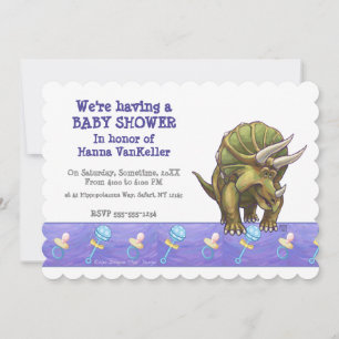 Cute Triceratops Baby Shower Invitation