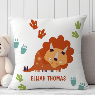 Cute Triceratops Dinosaur Custom Personalised Cushion
