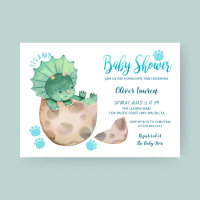 Cute Triceratops Dinosaur Tracks Boy Baby Shower