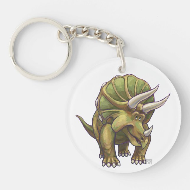 Cute Triceratops Heads and Tails Key Ring (Front)