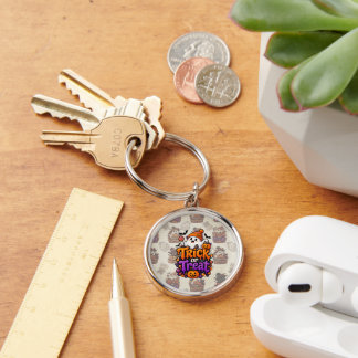 Cute Trick or Treat Ghost Halloween Keychain