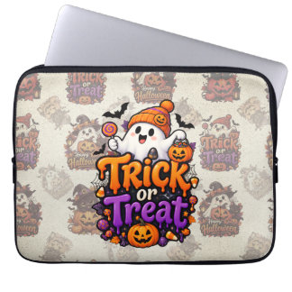Cute Trick or Treat Ghost Halloween Laptop Sleeve