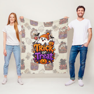 Cute Trick or Treat Ghost Halloween Woven Blanket