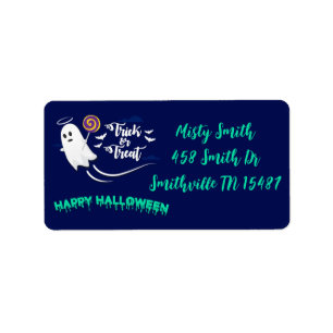 Cute Trick or Treat Ghost Label