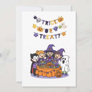 Cute Trick or Treat Halloween Invitation Card