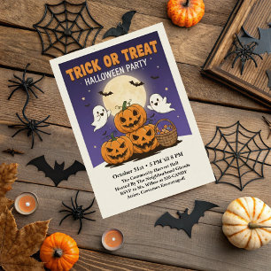 Cute Trick or Treat Halloween Party Kids  Invitation