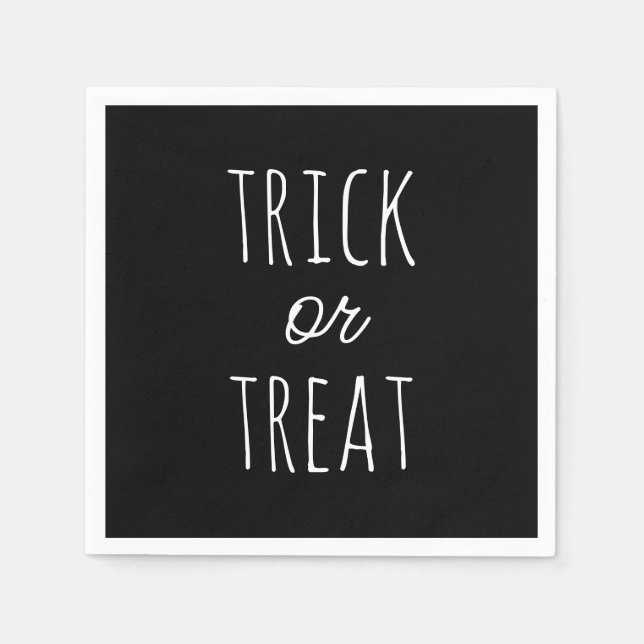 Cute Trick or Treat Kids Party | Black Halloween Napkin (Front)