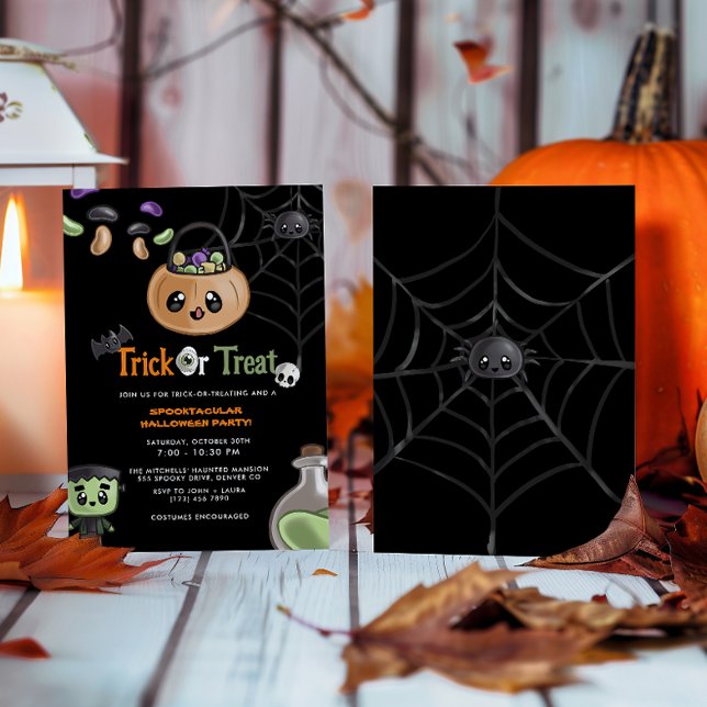 Cute Trick Or Treat Spooktacular Halloween Party Invitation (Creator Uploaded)