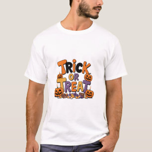 Cute Trick or Treat T-Shirt with Candy and Pumpkin
