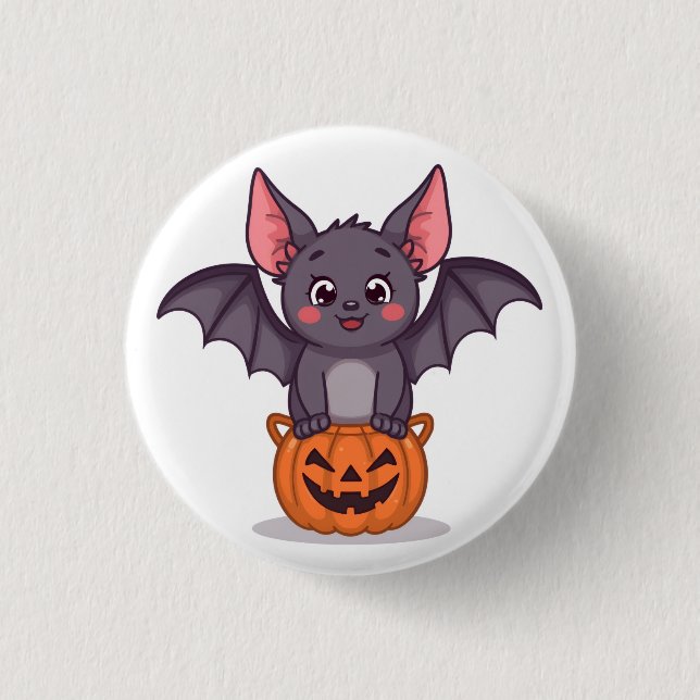 Cute Trick or Treating Bat 3 Cm Round Badge (Front)