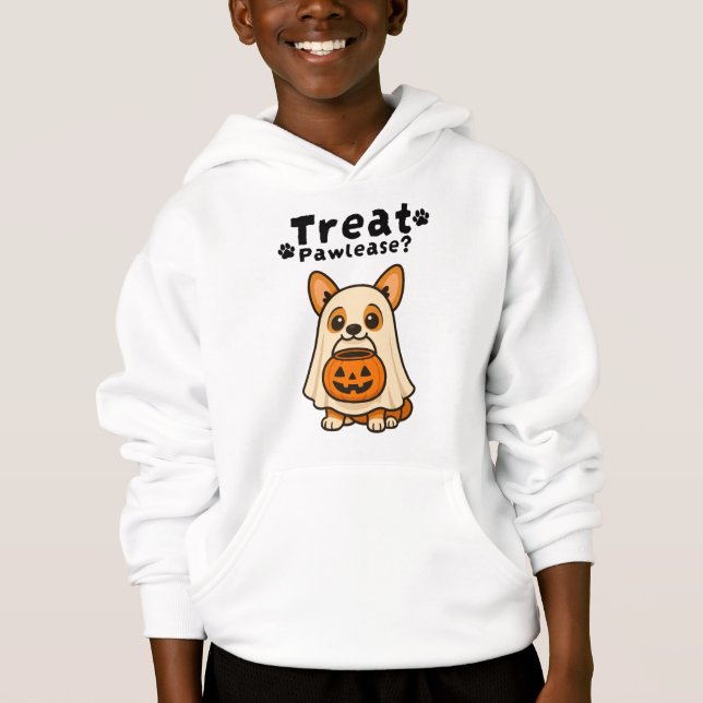 Cute Trick Treat Corgi Dog Ghost  (Front)